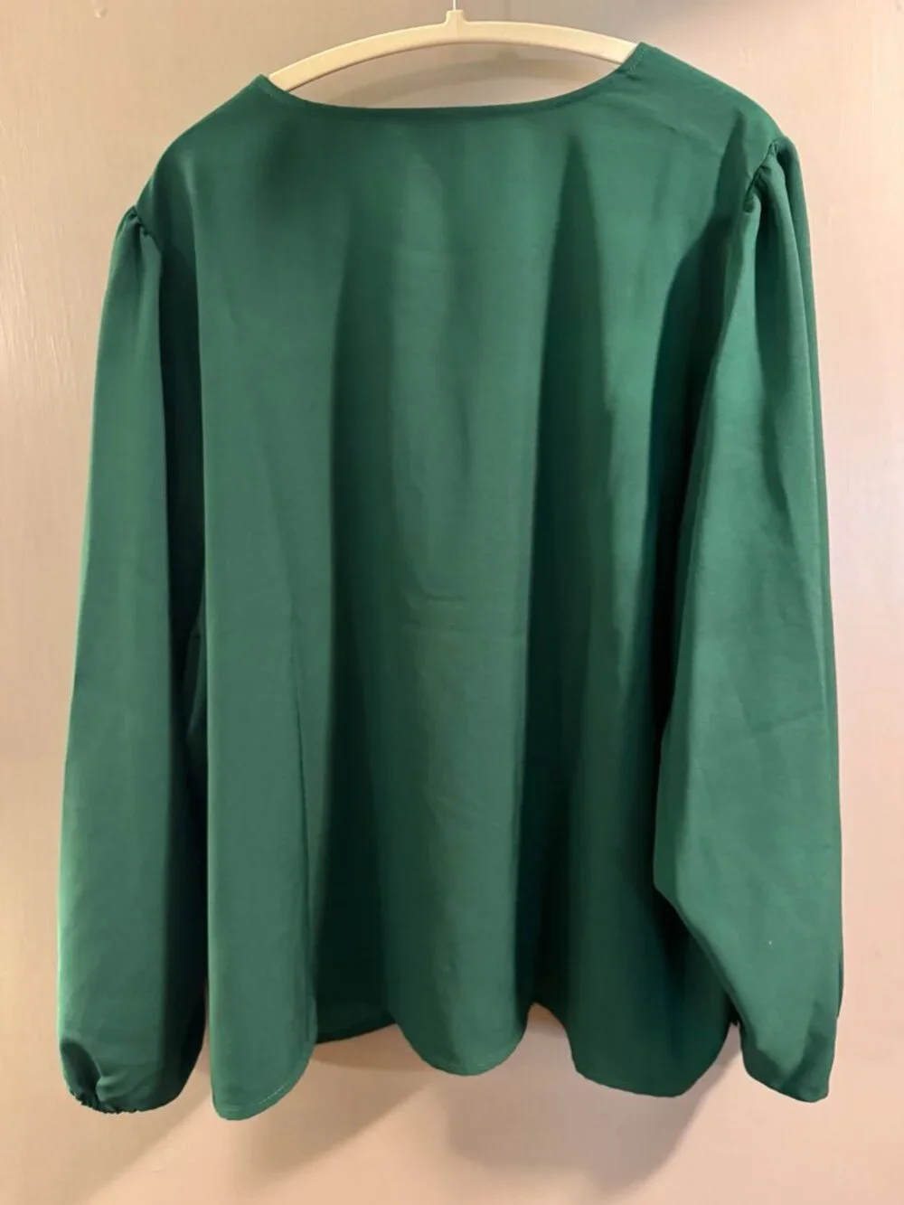 J.Crew 3X Puff-Sleeve Satin-Back Crepe Top Emerald Green